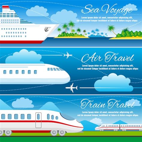 Premium Vector Summer Travel Horizontal Banners Set