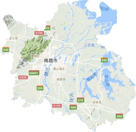 南昌市高清地形地图