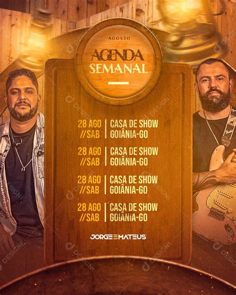 Flyer Agenda Semanal Show Jorge E Mateus Media Psd Editável Download