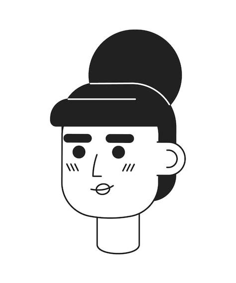 Premium Vector Elegant Woman With Big Top Knot Monochromatic Flat Vector Character Head