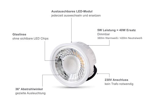 Led Modul 230v Für Einbaustrahler 5w Dimmbar Lambado De