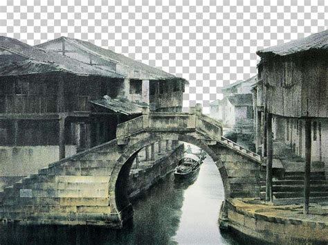 Jiangnan Wuzhen Ink Wash Painting Shan Shui PNG Clipart Abu Dhabi