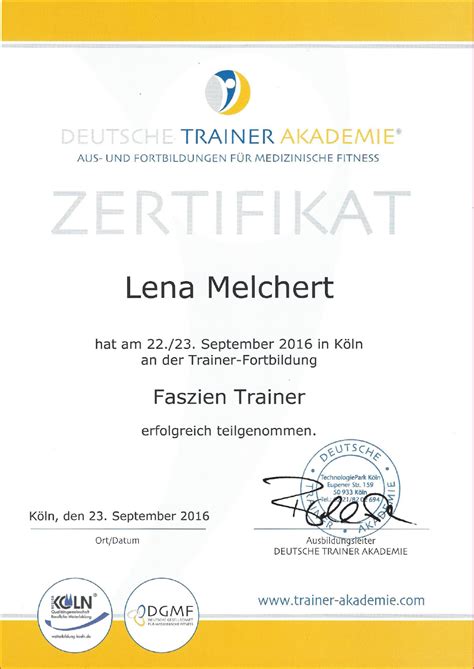 Zertifikate PHYSIO Atelier