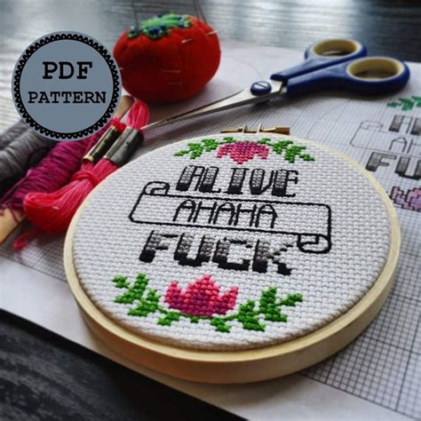 Alive Ahaha Fuck Cross Stitch Pattern Etsy