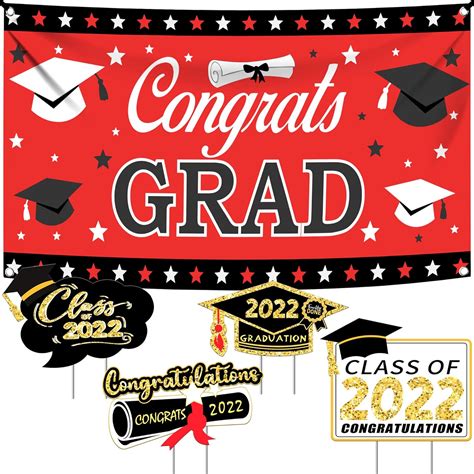 Xtralarge Congrats Grad Banner 2022 Red 72x44 Inch