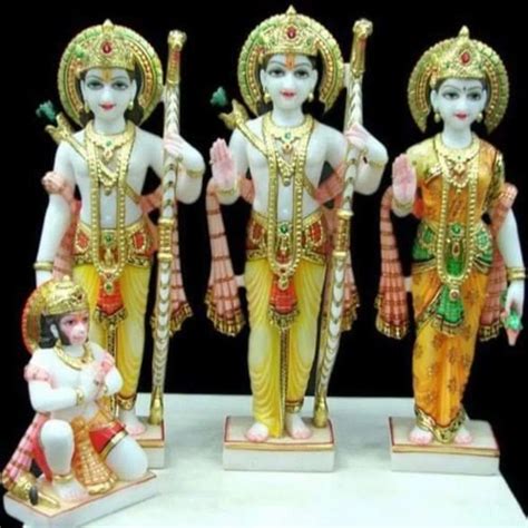 Painted Hindu Marble Ram Darbar God Statues For Worship Size 2 5fit