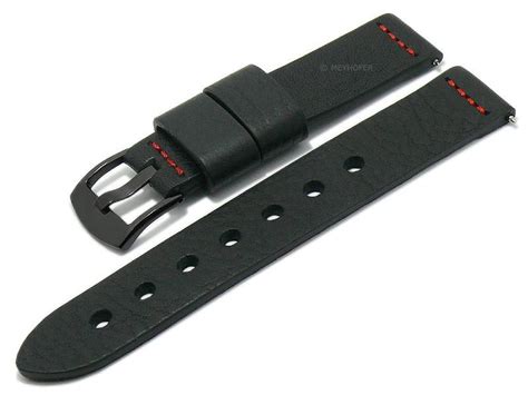 Meyhofer EASY CLICK Watch Strap Wildwood Fashion 22mm Black Leather