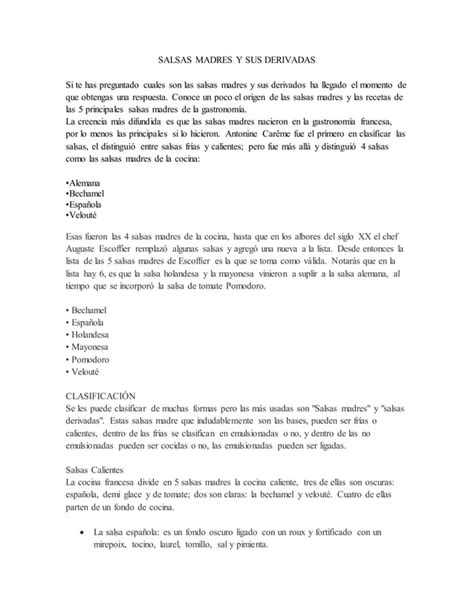 Salsas Madres Y Sus Derivadas Pdf