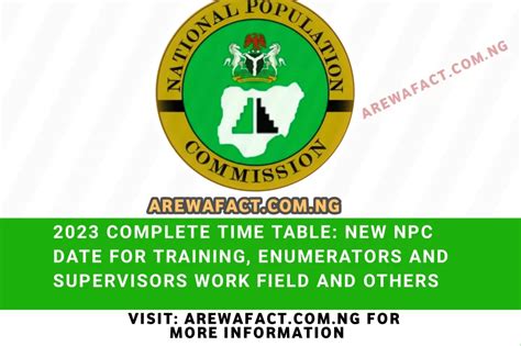 Complete Training Time Table New Npc Date For Training Enumerators And Supervisors Work Field