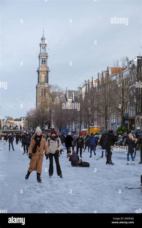 Amsterdam Niederlande 2021 Februar Ein Kalter Wintertag Mit Menschen