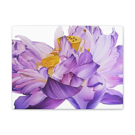 Purple Lotus Batik Art Print On Canvas Gallery Wrap Floral Batik Print