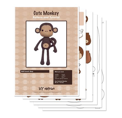 Toy Patterns by DIY Fluffies : Cute monkey doll pattern - sewing project