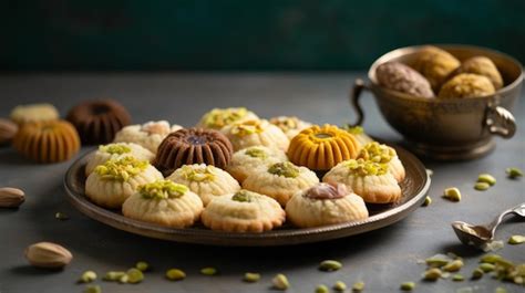 Premium Photo Semolina Maamoul Cookies With Dates Walnuts And Pistachios Traditional Arabic