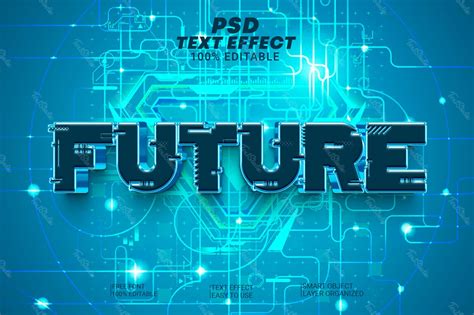 Future PCB Futuristic Technology Blue Turquoise Sci Fi 3D Text Effect