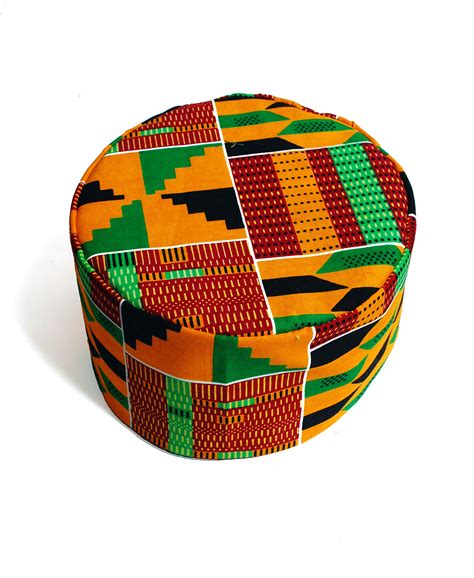 Buy African Print Kente Kufi African Kufi Hat Orangegreen Kente