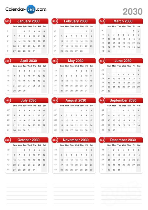 2030 Calendar