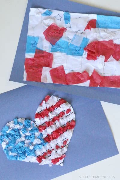 Tissue Paper Flag 4th Of July Craft School Time Snippets