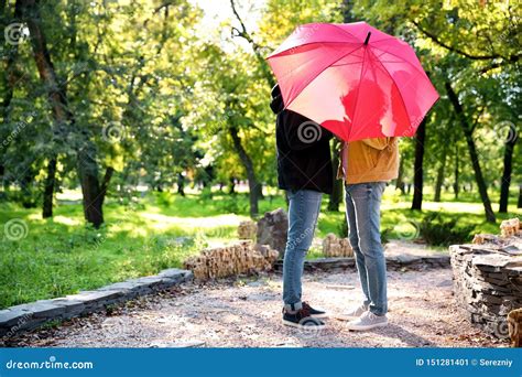 Pares Gay Felices Con El Paraguas En Parque Imagen De Archivo Imagen De Gente Junto 151281401
