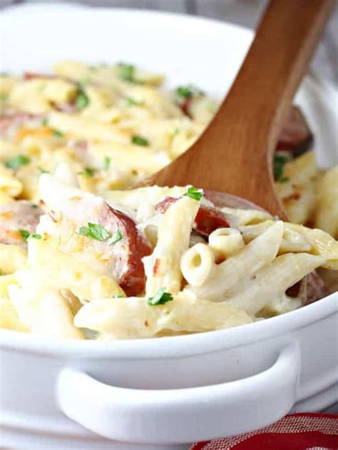 Spicy Smoked Sausage Alfredo Bake Lets Dish Recipes