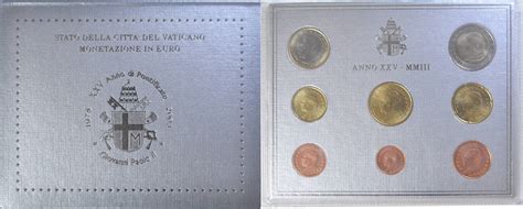 Vatican Coffret 1c à 2 2003 Anno XXV Rome Jean Paul II Rome BU MS