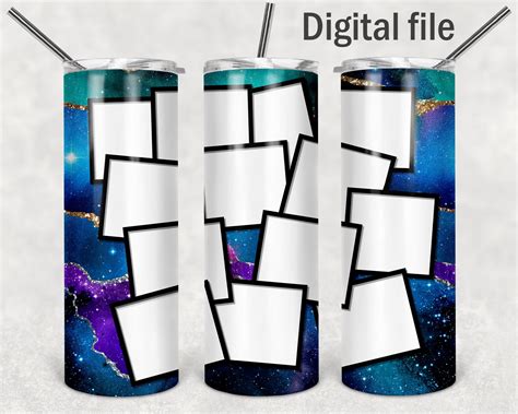 Tumbler Wrap Template With Photo Collage Seamless Pattern Png Etsy