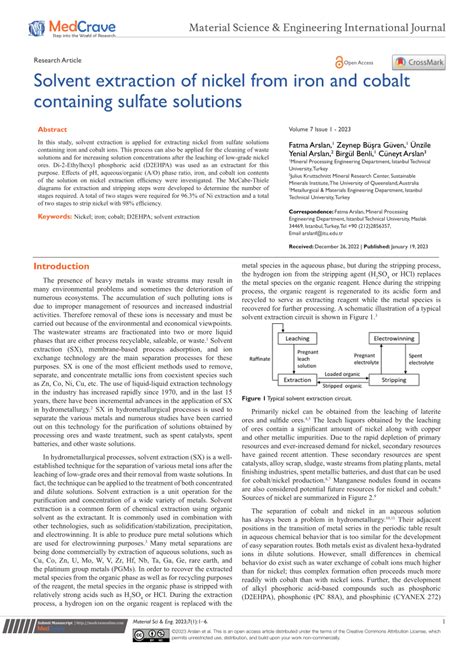 Pdf Solvent Extraction Of Nickel From Iron And Cobalt Containing