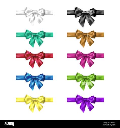 Colorful Silk Bow Set With Ribbons Decoration Collection Of Elegant