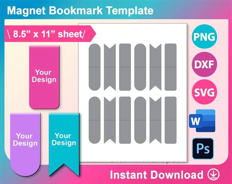 Magnetic Bookmark Template Bookmark Template Svg Canva Dxf Ms Word Docx Png Psd 85x11