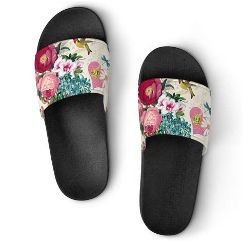 Gzhjmy Stylish Slides For Women Men Vintage Flower Butterfly Soft