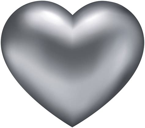 Silver Heart Transparent PNG Clip Art