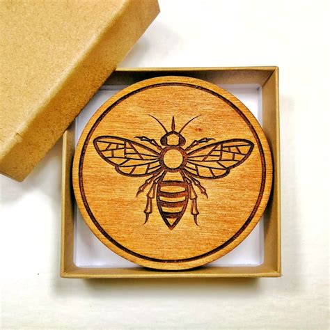 Engraved Wooden Bee Drinks Coasters The Market Co