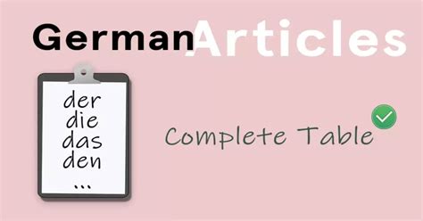 German Possessive Articles Table And Tips