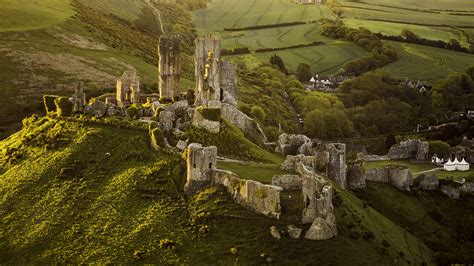 Corfe Castle at Sunrise, United Kingdom