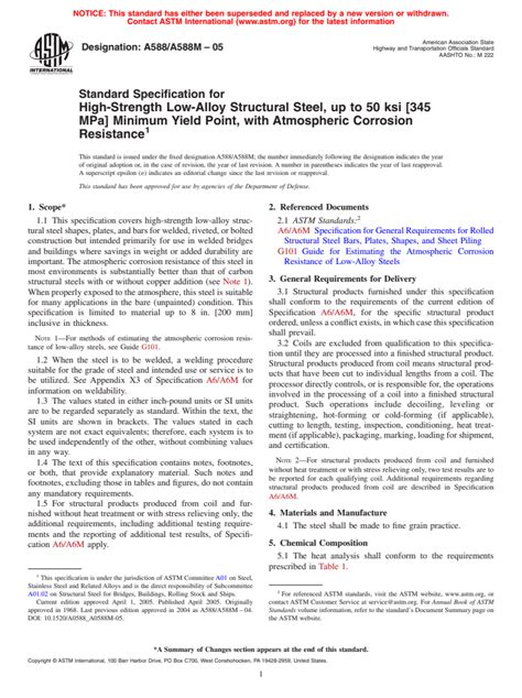ASTM A588 A588M 05 Standard Specification For High Strength Low Alloy