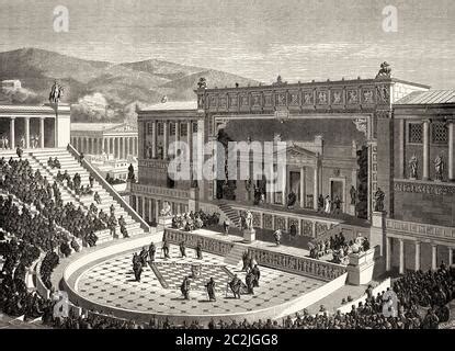 Reconstruction Of The Theatre Of Dionysus Athens Stock Photo - Alamy