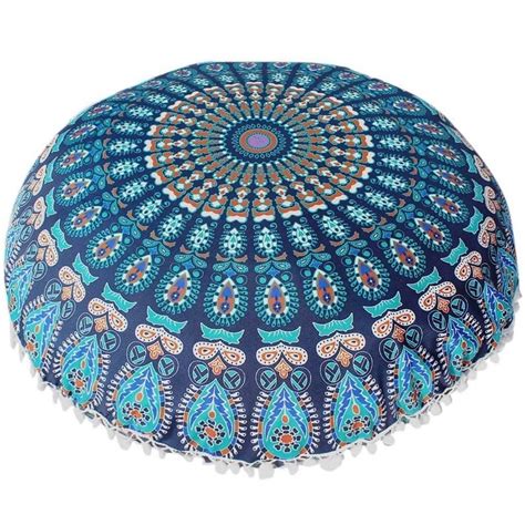 Indian Peacock Mandala Floor Cushion Pouffe Ottoman Pouf Cover Etsy India