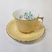 Vintage Yellow Tea Cup Saucer Blue Flowers Inside Aynsley Etsy