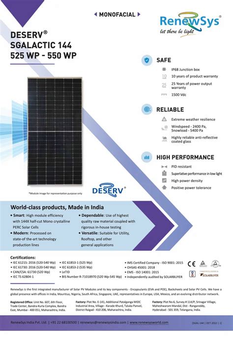 Monocrystalline Renewsys Solar Panels V At Rs Watt In Gurgaon