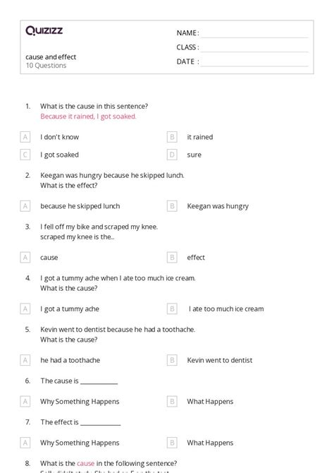50 Cause And Effect Worksheets For 1st Grade On Quizizz Free And Printable