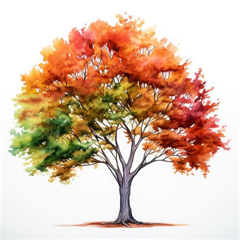 Premium Photo | There is a watercolor painting of a tree with a white ...