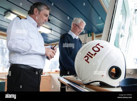 Harbour Pilot On Board A Container Ship Stock Photo Alamy