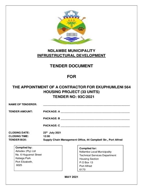 Fillable Online Ndlambe Gov Bid And Agreement Minor Construction