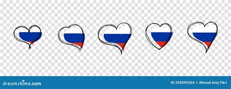 Flag Of Russia In Heart Shape Russia National Symbol Stock Vector