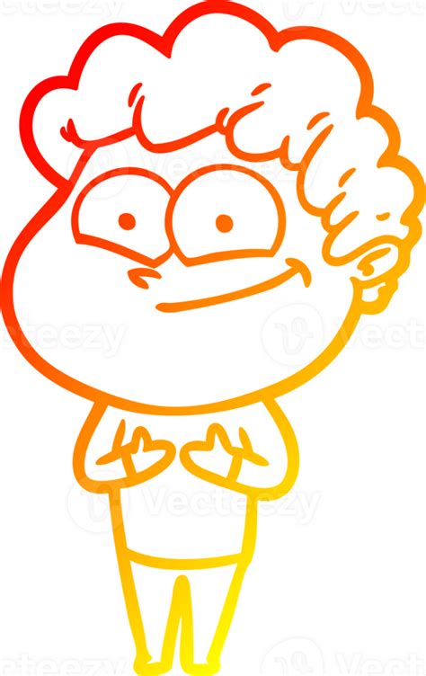 Warm Gradient Line Drawing Cartoon Happy Man 40072595 Png