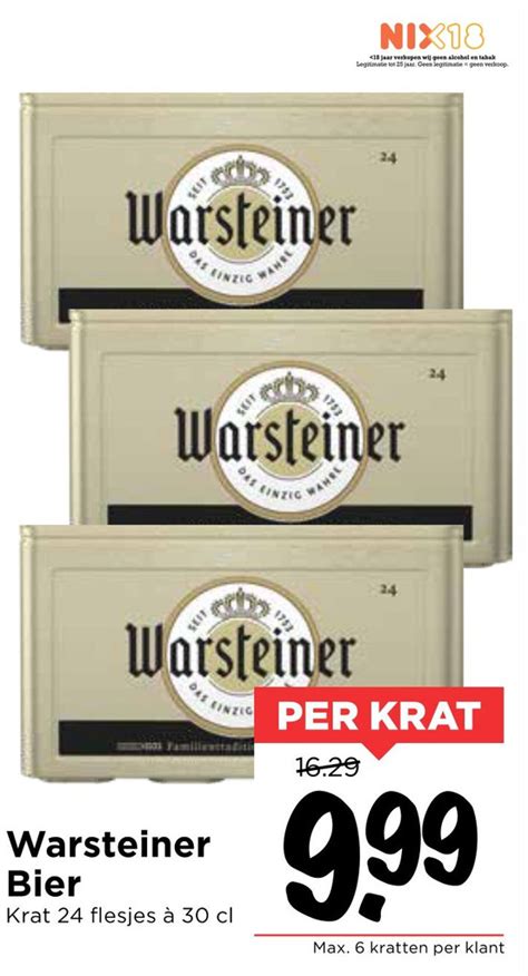 Warsteiner bier krat 24 flesjes à 30 cl aanbieding bij Vomar