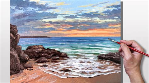 Acrylic Painting Gentle Seashore Youtube