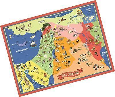 Bible Story Map Poster Laminated Christian History Art For Home