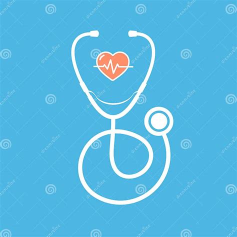 Cartoon Silhouette White Stethoscope with Heart Set. Vector Stock Vector - Illustration of ...