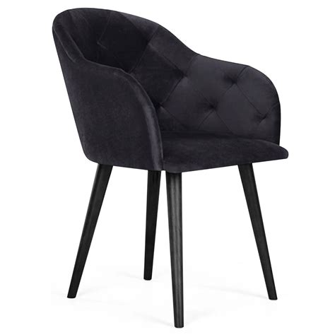 Chaise Avec Accoudoirs Velours Noir Rine Lestendances Fr