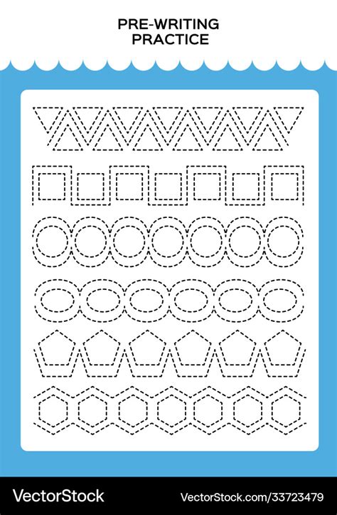 Tracing Practice For Kids Pre Writing Worksheet Vector Image